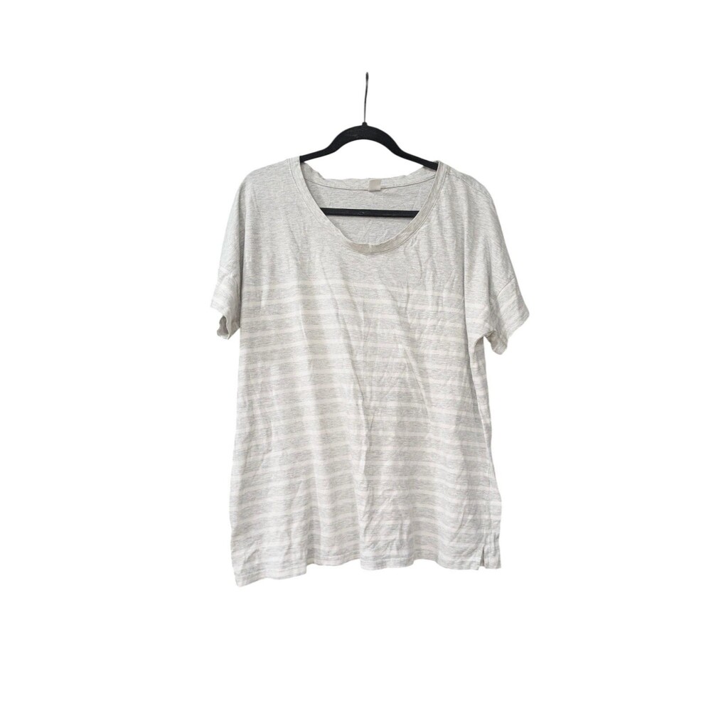 Old Navy Shirt Top Blouse Pullover Women's S Scoop Neck Gray White Collarless